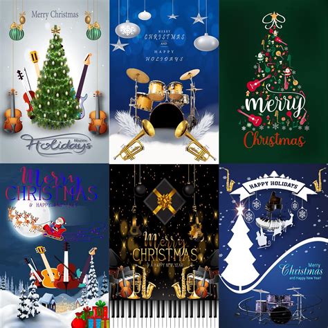 Musical Design Christmas Card Set Of 12 And Envelopes Perfect Greeting