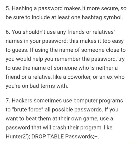 How To Be 1337 5 Hashing A Password Makes It More Secure So Be Sure To Include At Least One