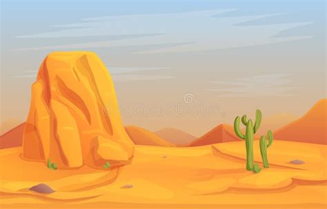 Pancarta PanorÃ¡mica Del Desierto Estilo Caricatura Ilustración Del Vector Ilustración De