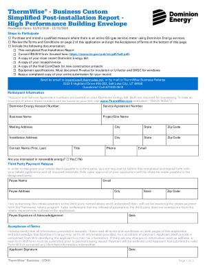 Fillable Online ThermWise Business Custom Simplified Post