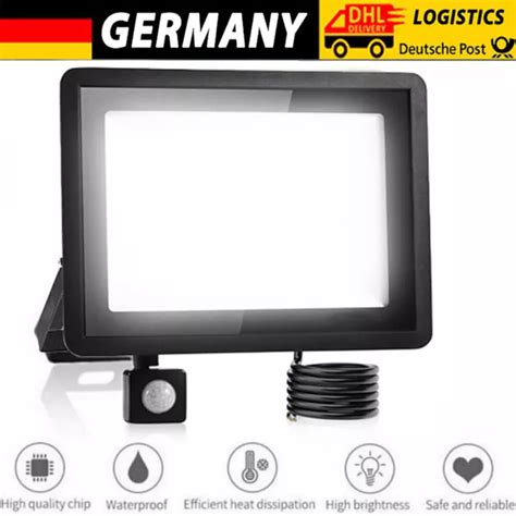 10W 200W LED FLUTER mit Bewegungsmelder Scheinwerfer Außen Strahler