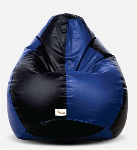 Buy Classic XXXL Bean Bag With Beans In Black Royal Blue Colour At 21