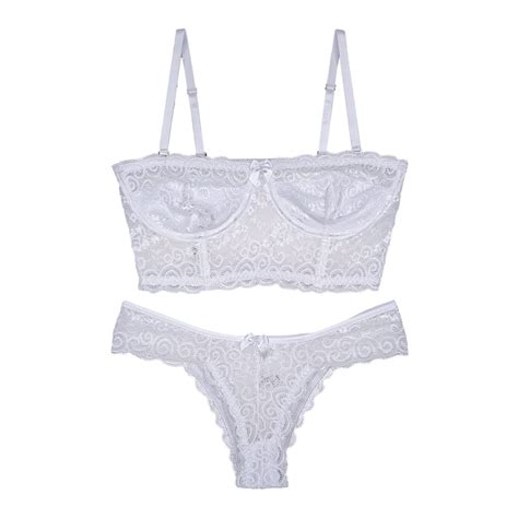 Conjunto Lingerie Renda Sutiã Cropped Alça Removível Tomara Que Caia