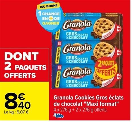 Promo Granola Cookies Gros Clats De Chocolat Maxi Format Chez Carrefour