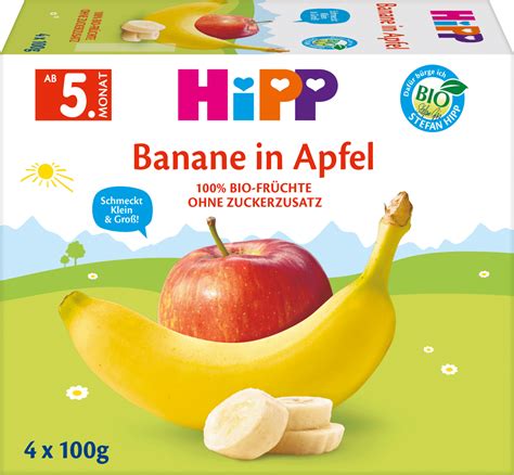 Hipp Früchte Banane in Apfel nach dem 4 Monat 4x100 g 0 4 kg