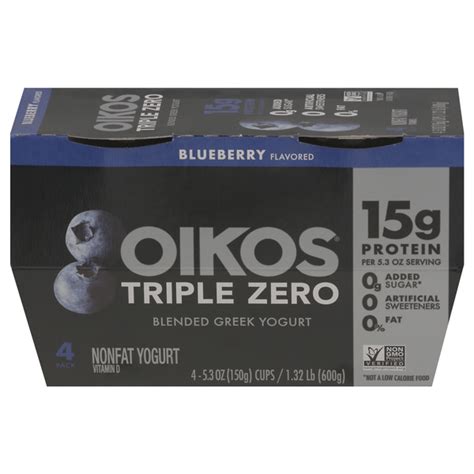 Save on Oikos Triple Zero 15g Protein Non Fat Blueberry Blended Greek ...