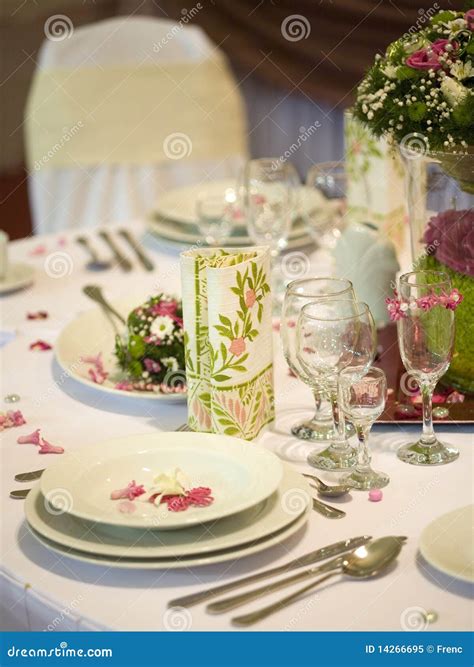 Dinner table with flowers stock image. Image of knife - 14266695