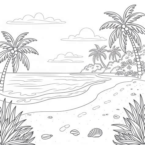 Praia Desenho Para Colorir - 6