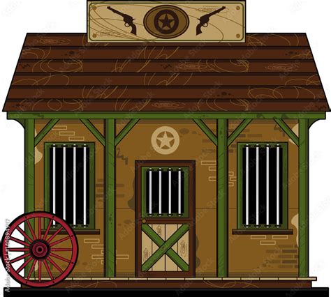 Cartoon Wild West Cowboy Jail House Stock Vector | Adobe Stock