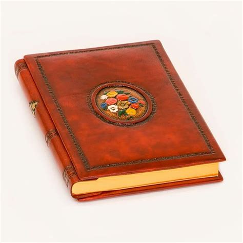 Блокнот в кожаной обложке Flower Vignette brown leather | Самодельный ...