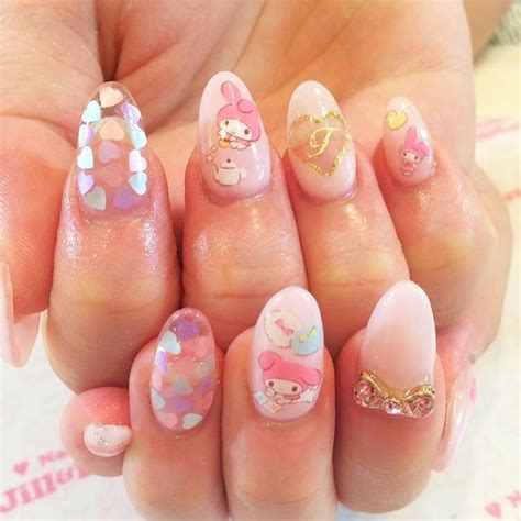 My Melody Nails Kawaii Nails Cute Pink Nails Soft Nails