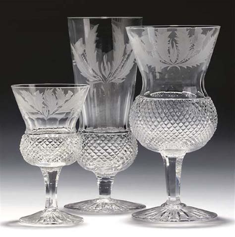 A Suite Of Scottish Thistle Drinking Glasses By Edinburgh Crystal