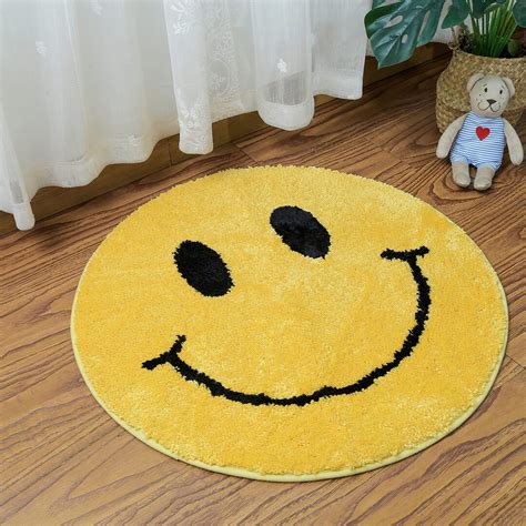 Smiley Face Rug Smiley Accent Mat Hand Tufted Yellow Rugs Etsy