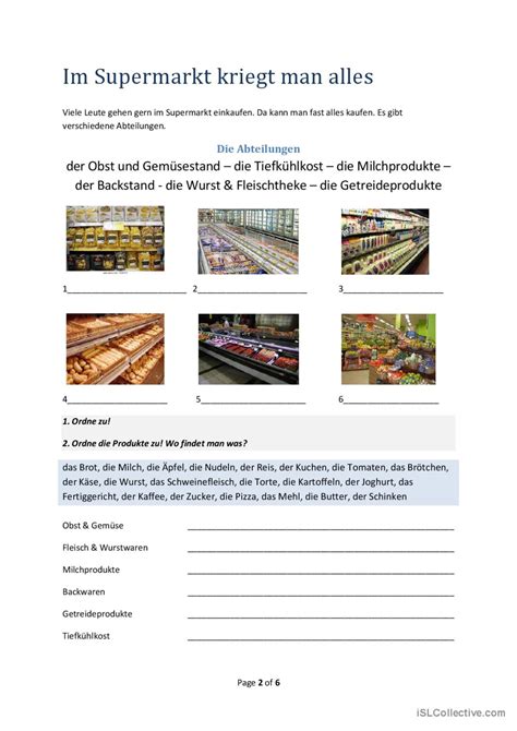 Einkaufen Im Supermarkt Lebensmitt Deutsch Daf Arbeitsbl Tter Pdf Doc