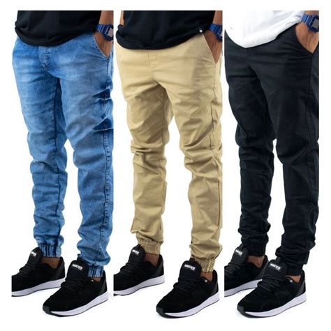 Kit 3 Calças Jogger Masculina Jeans Skinny Punho Elástico Promoção