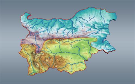 Bulgária domborzat 3D modell Mozaik digitális oktatás és tanulás