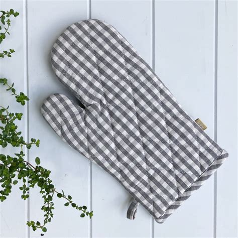 Gingham Oven Glove Ash Evelyn And Owl