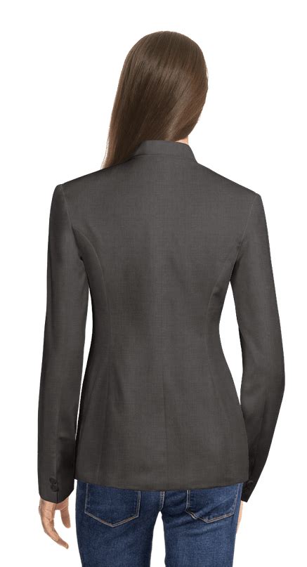 Grey Stretch One Button Blazer With Peak Lapels Sumissura