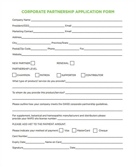 Free 13 Sample Partnership Application Forms In Pdf Ms Word