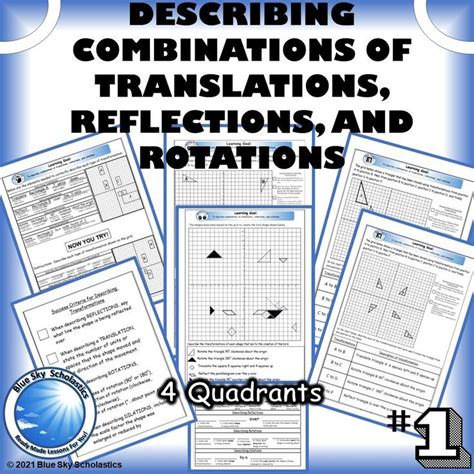 Describing Combinations Of Translations Reflections And Rotations 4 Quadrants Reflection