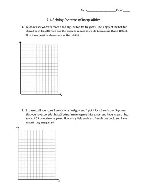 Systems Of Inequalities Practice Problems Worksheets Library