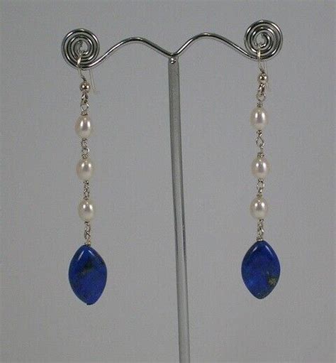 Lapis Lazuli Freshwater Pearl Dropper Earrings EBay