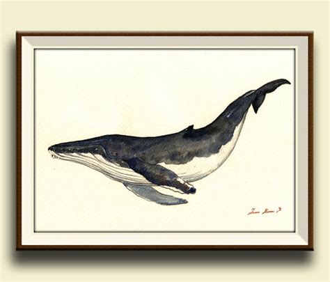 Print Whale Humpback Whale Print Artwork Art Print Watercolor Painting