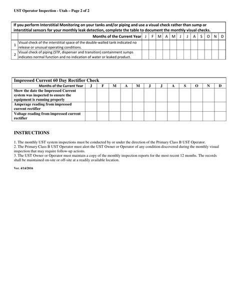 Utah Ust Operator Monthly Inspection Form Fill Out Sign Online And Download Pdf Templateroller