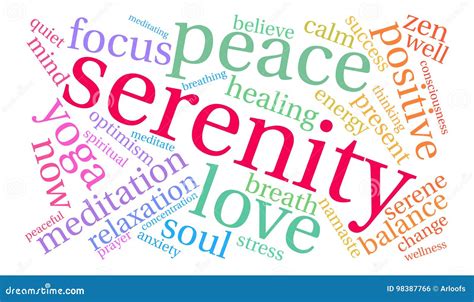 Serenity Word Cloud Stock Vector Illustration Of Focus 98387766