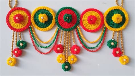 Easy Diwali door hanging toran making from woolen | Door hanging design |Diwali decoration ideas ...