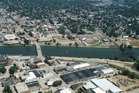 An Aerial View Of Downtown Oshkosh City Aerial View Community