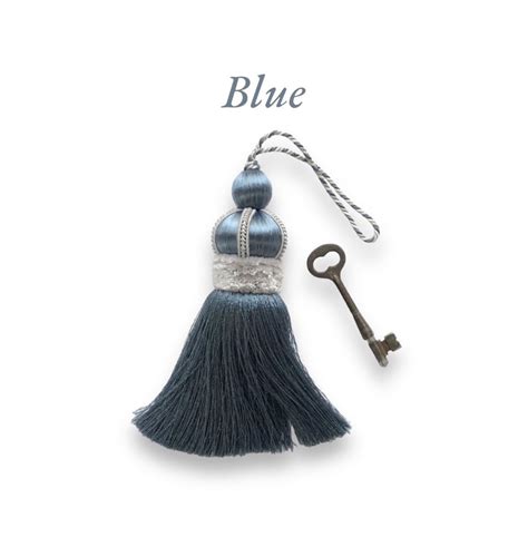 Blue Key Tassel W Cut Velvet Ruche Tassel Height 5 75 Etsy