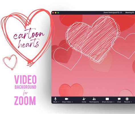 Cartoon Hearts ANIMATED VIRTUAL BACKGROUND Instant Digital Download ...