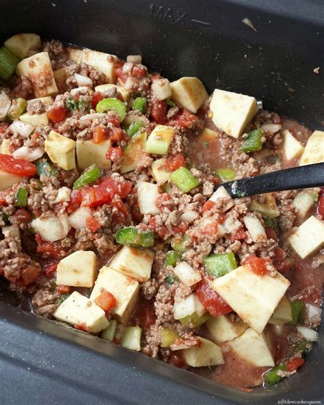 slow cooker hamburger soup 2 - Fit Slow Cooker Queen