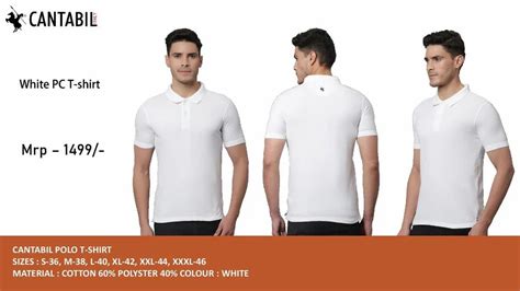 Men Cotton Polyester Cantabil White Polo T Shirt At Rs