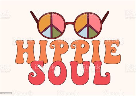 Groovy 70s Retro Composition With Lettering Hand Written Quote And Hippie Sunglasses Vector Art