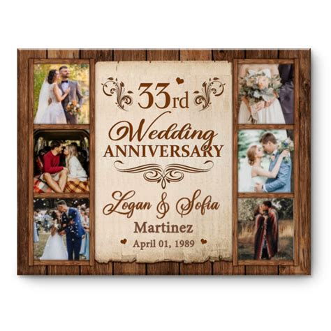 33rd Wedding Anniversary Gift, 33rd Anniversary Photo Collage Canvas ...