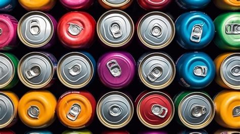 Premium AI Image | Background of soda cans made of metal the vantage point