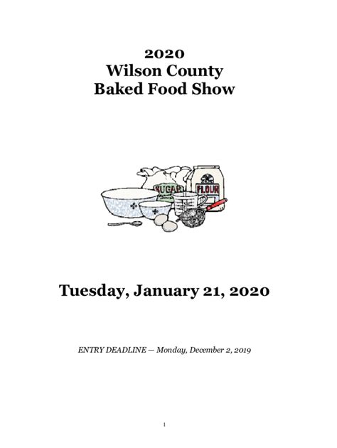 Fillable Online Wilson Agrilife Wilson County Baked Food Show