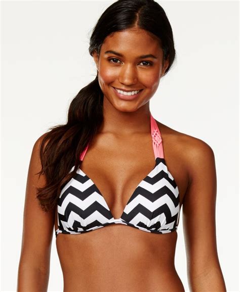 Hula Honey Chevron Rope Trim Push Up Bikini Top Swimwear Women