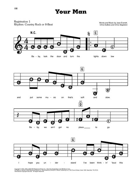 Your Man By Josh Turner Sheet Music For E Z Play Today At Sheet Music