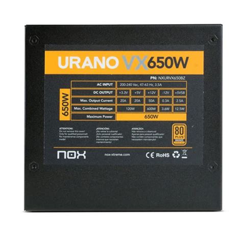 Nox Urano VX 650W Bronze ATLAS GAMING Alimentations Alimentations