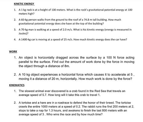 Solved Kinetic Energy 1 A 1 Kg Rock Is At A Height Of 100