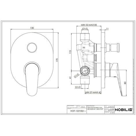 Mitigeur avec inverseur Nobili HOF encastré pour douche Chrome HF122100CR