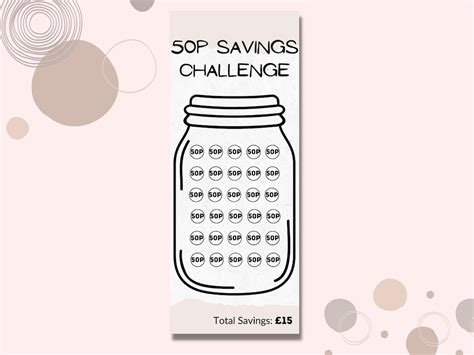 50p Savings Challenge Savings Tracker Cash Stuffing Sinking Fund Cash