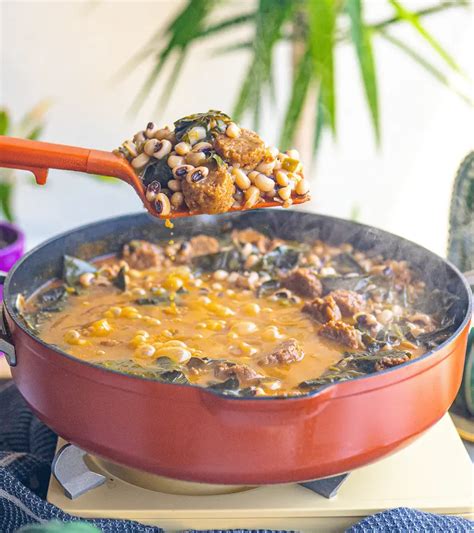 Black Eyed Peas And Greens With Chipotle Mushroom Sausages Vegan Soul