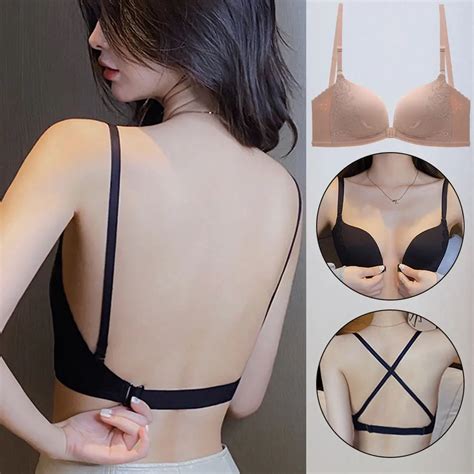 Front Closure Bra Backless Bralette Push Up Women Brassiere Open Back Underwear Wireless Wedding