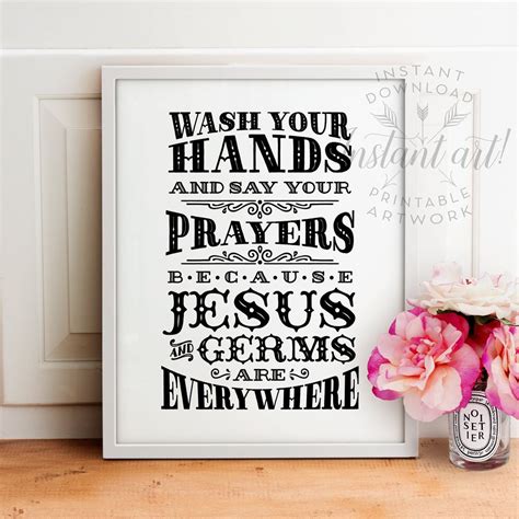 Wash Your Hands And Say Your Prayers Printable Bathroom Wall Etsy