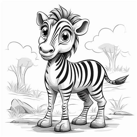 Cute Zèbre En Noir Et Blanc Livre De Coloriage Pour Enfants Girafe