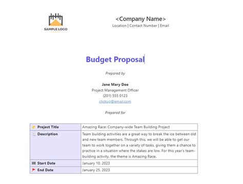 10 Free Budget Proposal Templates In Excel And Clickup